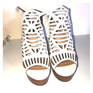 White wedge heel sandals